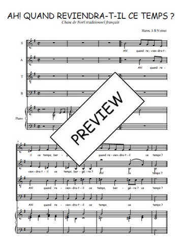 Téléchargez l'arrangement de la partition de Ah! quand reviendra-t-il en PDF pour 4 voix mixtes et piano