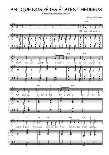Téléchargez l'arrangement de la partition de Traditionnel-Ah-!-Que-nos-peres-etaient-heureux-! en PDF pour Chant et piano