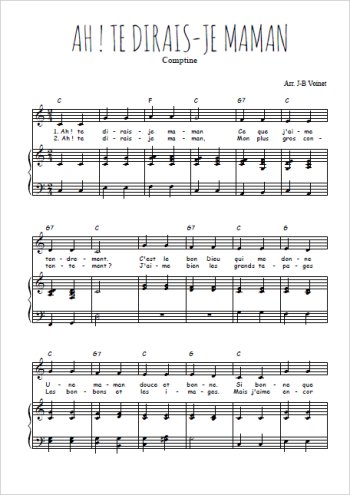 Téléchargez l'arrangement de la partition de ah-te-dirais-je-maman en PDF pour Chant et piano