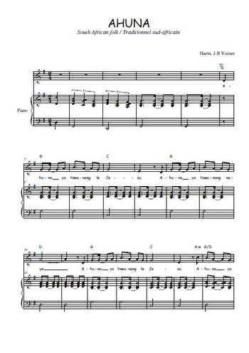 Téléchargez l'arrangement de la partition de Traditionnel-Ahuna en PDF pour Chant et piano