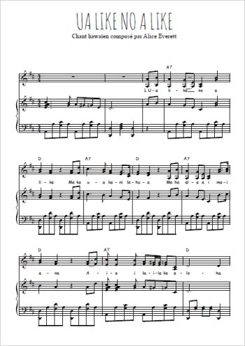 Téléchargez l'arrangement de la partition de Ua like no a like en PDF pour deux voix égales et piano