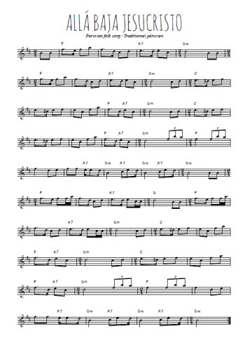 Téléchargez l'arrangement de la partition pour sax en Mib de la musique Allá baja Jesucristo en PDF