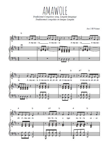 Téléchargez l'arrangement de la partition de Traditionnel-Amawole en PDF pour Chant et piano