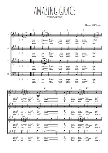 Téléchargez l'arrangement de la partition de Amazing grace en PDF à quatre voix SATB