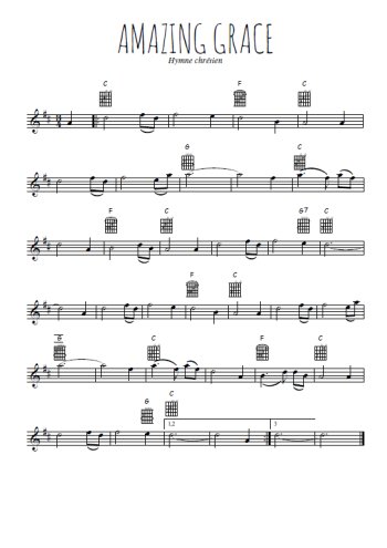 Téléchargez l'arrangement de la partition en Sib de la musique Amazing grace en PDF