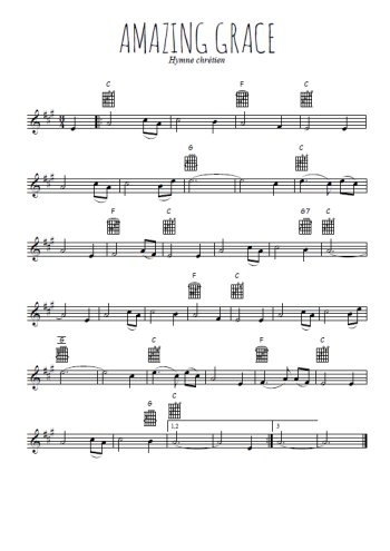 Téléchargez l'arrangement de la partition pour sax en Mib de la musique Amazing grace en PDF