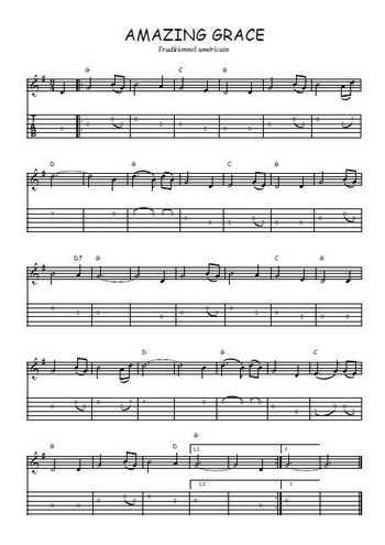 Téléchargez la tablature de la musique hymne-chretien-amazing-grace en PDF