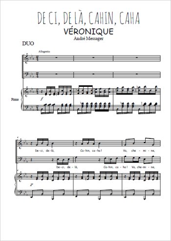 Téléchargez l'arrangement de la partition de De ci, de là, cahin, caha en PDF pour deux voix égales et piano