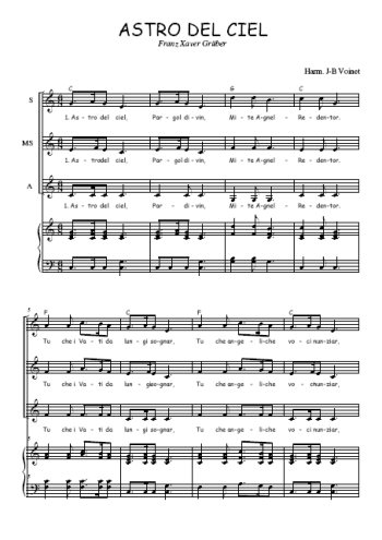 Téléchargez l'arrangement de la partition de Astro del Ciel en PDF pour trois voix de femmes et piano