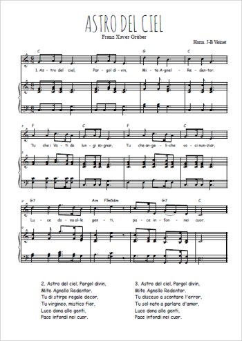 Téléchargez l'arrangement de la partition de Traditionnel-Astro-del-Ciel en PDF pour Chant et piano