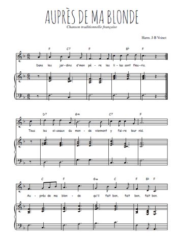 Téléchargez l'arrangement de la partition de traditionnel-aupres-de-ma-blonde en PDF pour Chant et piano