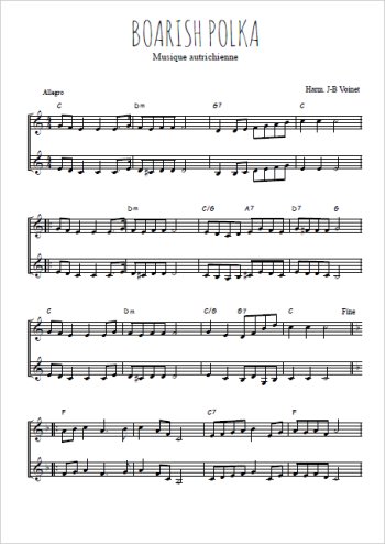 Téléchargez l'arrangement de la partition de Boarish polka en PDF à deux voix