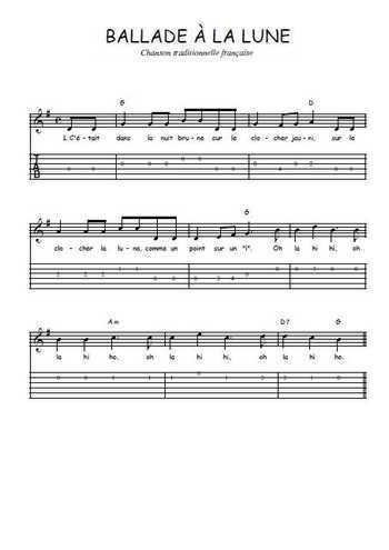 Téléchargez la tablature de la musique Traditionnel-Ballade-a-la-lune en PDF