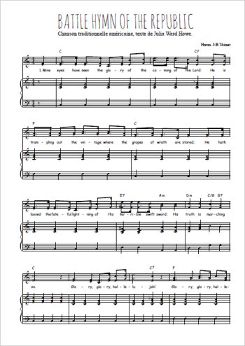 Téléchargez l'arrangement de la partition de Battle hymn of the republic en PDF pour deux voix égales et piano