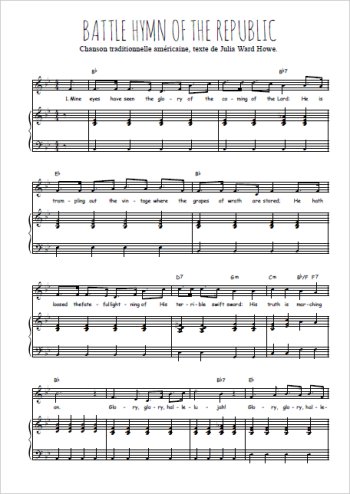 Téléchargez l'arrangement de la partition de battle-hymn-of-the-republic en PDF pour Chant et piano