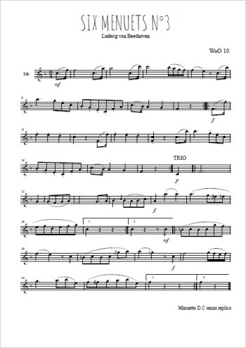 Téléchargez l'arrangement de la partition en Sib de la musique Six menuets WoO 10, N°3 en PDF