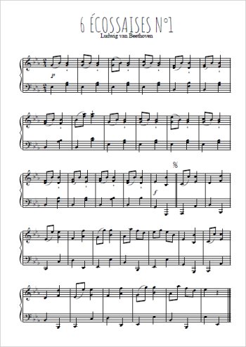 Six écossaises pour piano N°1 Partition gratuite