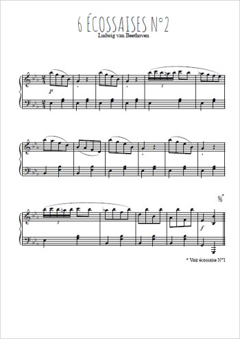 Six écossaises pour piano N°2 Partitions gratuites