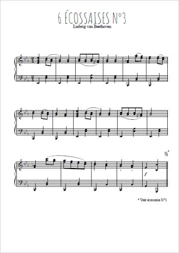 Six écossaises pour piano N°3 Partitions gratuites