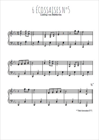 Six écossaises pour piano N°5 Partitions gratuites