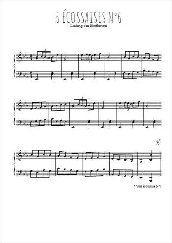 Six écossaises pour piano N°6 Partitions gratuites