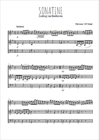 Téléchargez l'arrangement de la partition de Sonatine. 1. Moderato en PDF à trois voix