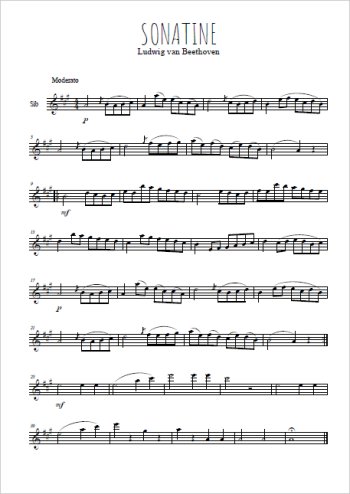 Téléchargez l'arrangement de la partition en Sib de la musique Sonatine. 1. Moderato en PDF
