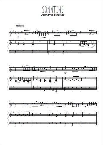 Téléchargez l'arrangement de la partition de beethoven-sonatine-1-moderato en PDF pour Mélodie et piano