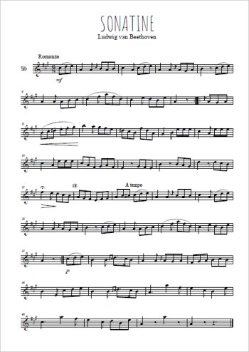 Téléchargez l'arrangement de la partition en Sib de la musique Sonatine. 2. Romanze en PDF