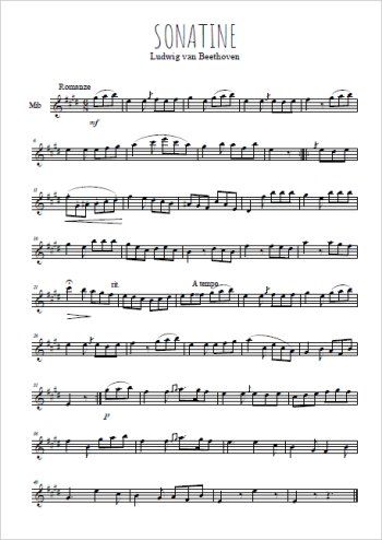 Téléchargez l'arrangement de la partition pour sax en Mib de la musique Sonatine. 2. Romanze en PDF