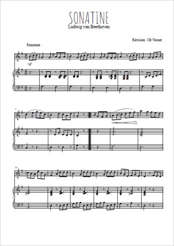 Téléchargez l'arrangement de la partition de beethoven-sonatine-2-romanze en PDF pour Mélodie et piano