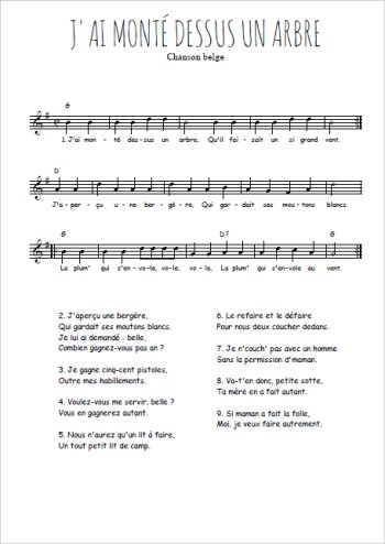 Traditionnel - J'ai monté dessus un arbre