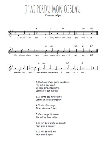 J'ai perdu mon oiseau
