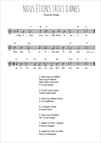 Nous étions trois dames Partition gratuite