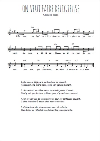 On veut me faire religieuse