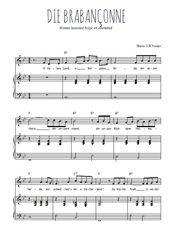 Téléchargez l'arrangement de la partition de Traditionnel-Die-brabanconne en PDF pour Chant et piano