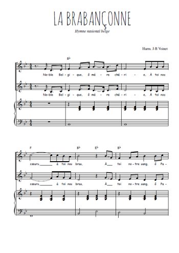 Téléchargez l'arrangement de la partition de La brabançonne en PDF pour deux voix égales et piano