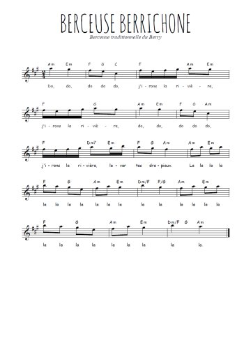 Téléchargez l'arrangement de la partition pour sax en Mib de la musique Berceuse berrichonne en PDF
