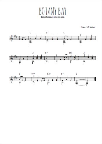 Téléchargez la partition Botany bay pour guitare classique