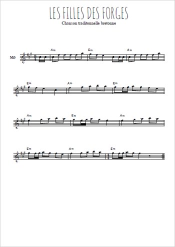 Téléchargez l'arrangement de la partition pour sax en Mib de la musique Les filles de forges en PDF