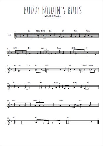Téléchargez l'arrangement de la partition en Sib de la musique Buddy Bolden blues en PDF