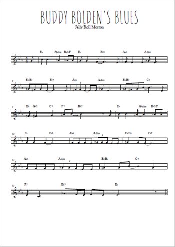 Téléchargez la partition de la musique Buddy Bolden blues en PDF, pour violon
