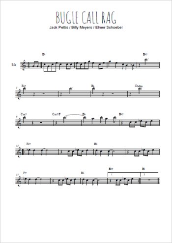 Téléchargez l'arrangement de la partition en Sib de la musique Bugle call rag en PDF