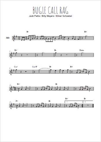 Téléchargez l'arrangement de la partition pour sax en Mib de la musique Bugle call rag en PDF