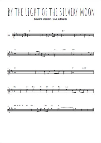 Téléchargez l'arrangement de la partition en Sib de la musique By the light of the silvery moon en PDF