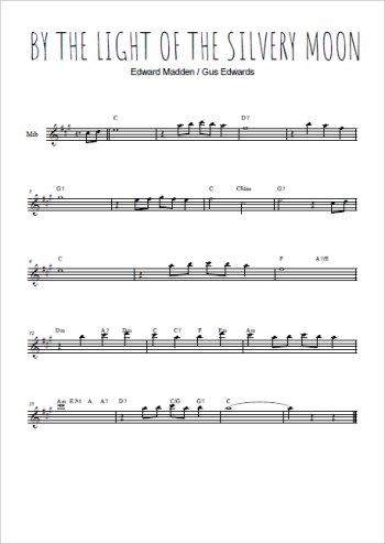 Téléchargez l'arrangement de la partition pour sax en Mib de la musique By the light of the silvery moon en PDF