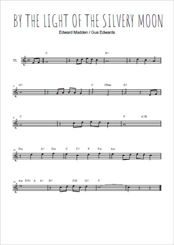Téléchargez la partition de la musique By the light of the silvery moon en PDF, pour violon