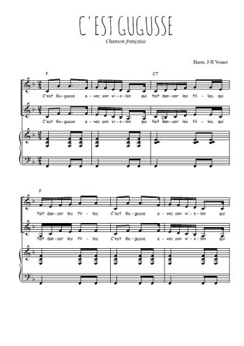 Téléchargez l'arrangement de la partition de C'est Gugusse en PDF pour deux voix égales et piano