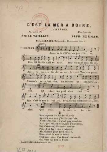C'est la mer à boire Partition gratuite