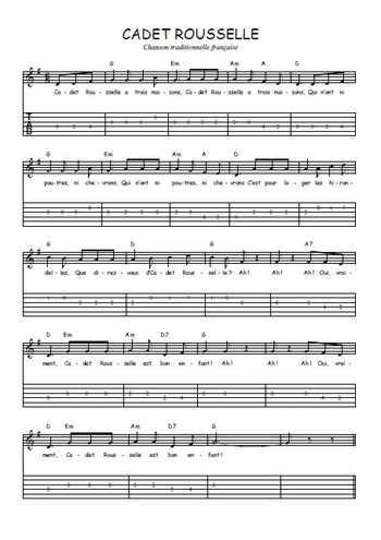 Téléchargez la tablature de la musique Traditionnel-Cadet-Rousselle en PDF